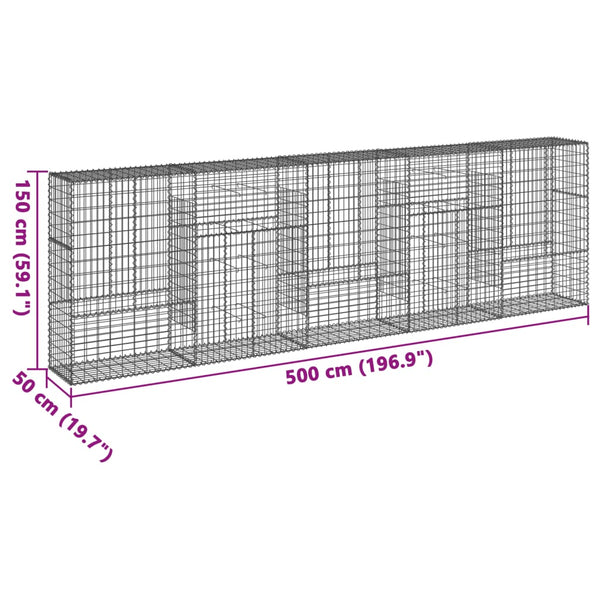 Gabione mit Deckel 500x50x150 cm