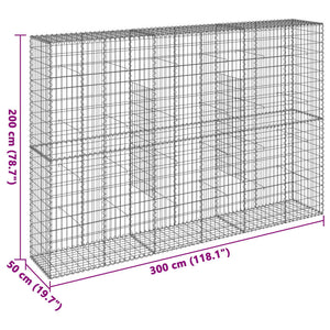 Gabione mit Deckel 300x50x200 cm
