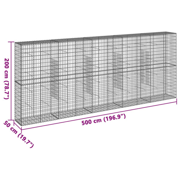 Gabione mit Deckel 500x50x200 cm