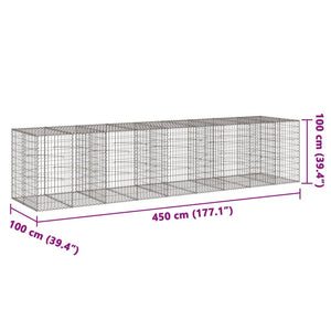 Gabione mit Deckel, 450x100x100 cm, verzinkt