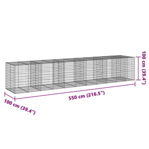 Gabione mit Deckel, verzinkt, 550x100x100 cm