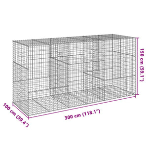 Gabione mit Deckel, 300x100x150 cm