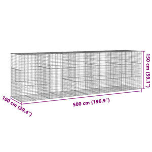 Gabione mit Deckel, 500x100x150 cm, Verzinkt