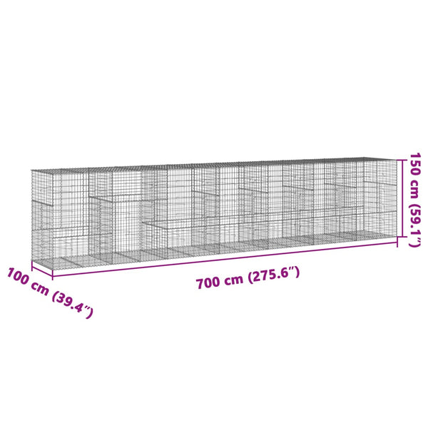 Gabione mit Deckel 700x100x150 cm