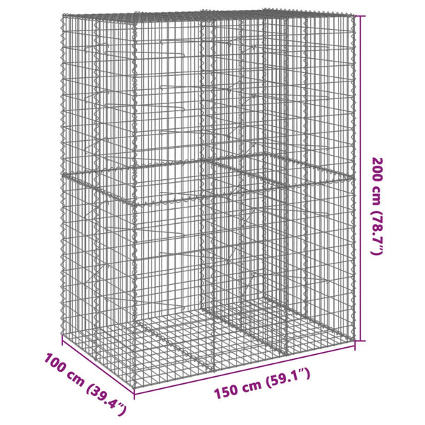 Gabione mit Deckel 150x100x200cm