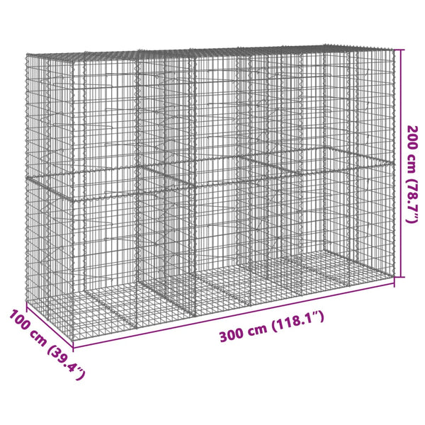 Gabione mit Deckel 300x100x200 cm