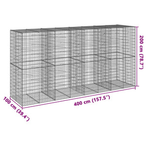 vidaXL Gabionenkorb mit Deckel 400x100x200 cm Eisen verzinkt