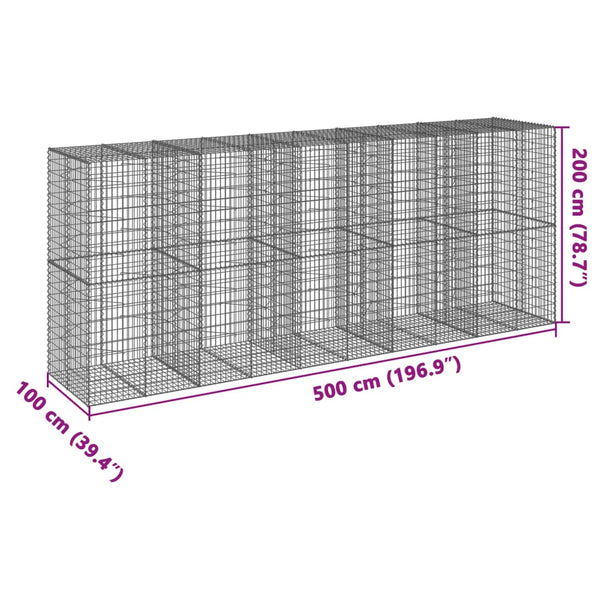 Gabione mit Deckel 500x100x200 cm