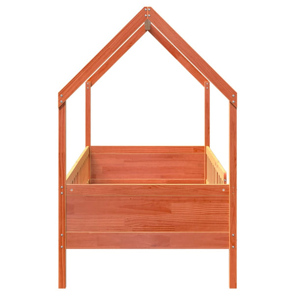 Hausbett Kinderbett 90x200 cm Kiefer Wachsbraun