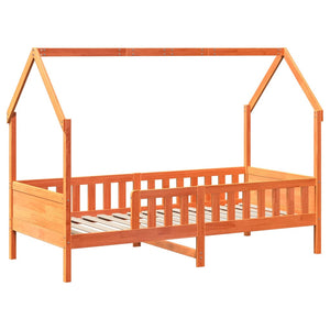 Hausbett Kinderbett 90x190 cm Kiefer Massivholz Wachsbraun