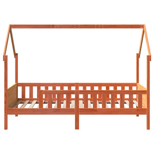 Hausbett Kinderbett 90x190 cm Kiefer Massivholz Wachsbraun