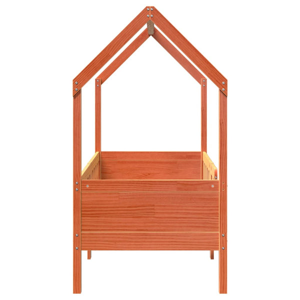 Hausbett Kinderbett 70x140 cm Kiefer Wachsbraun