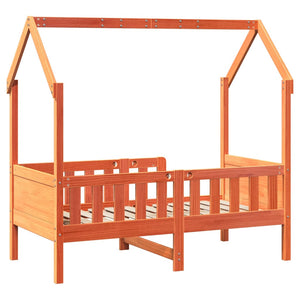 Hausbett Kinderbett 70x140 cm Kiefer Wachsbraun