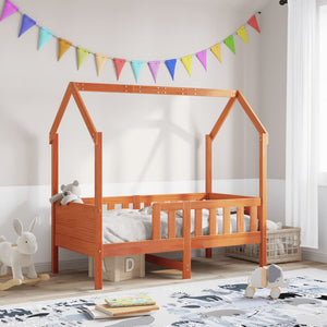 Hausbett Kinderbett 70x140 cm Kiefer Wachsbraun