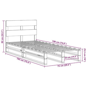 vidaXL Lit en bois massif sans matelas 75x190 cm Pin