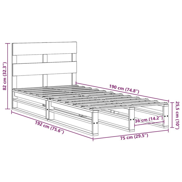 vidaXL Lit en bois massif sans matelas 75x190 cm Pin