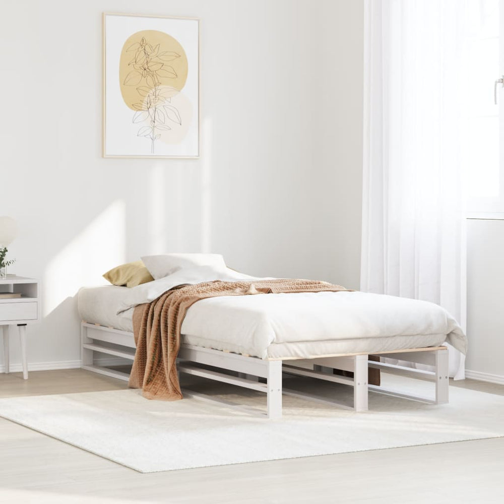 vidaXL Solid Wood Bed Frame White 100x200 cm Pine