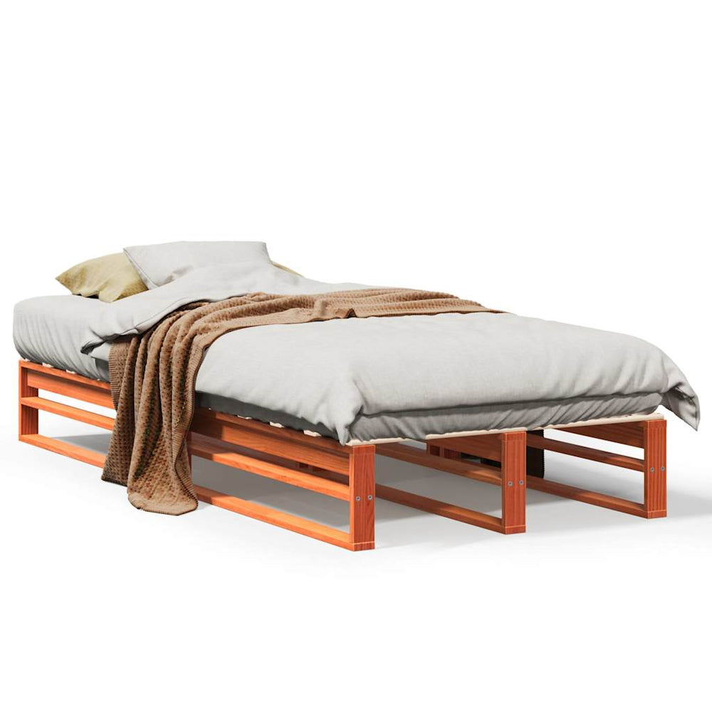vidaXL Lit en bois massif sans matelas brun ciré 100x200 cm pin