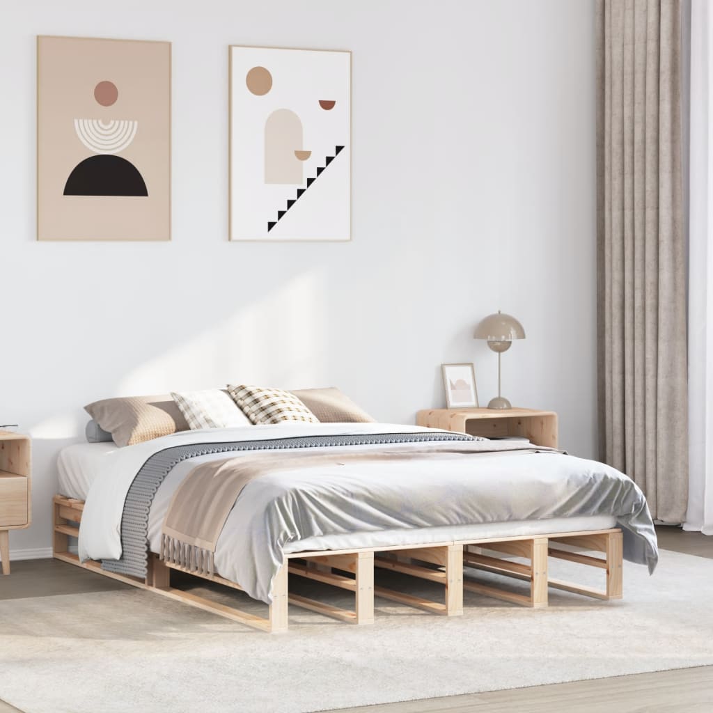 vidaXL Lit en bois massif sans matelas 140x200 cm pin