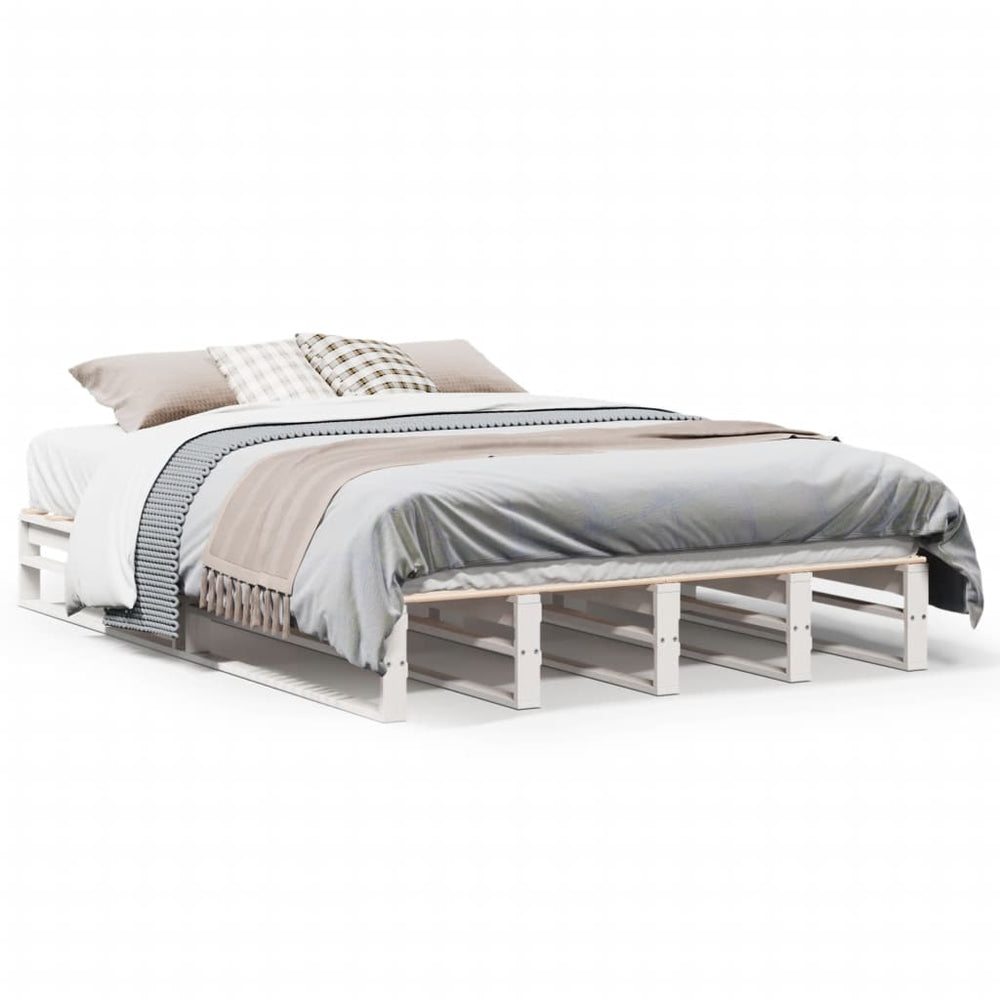vidaXL Lit en bois massif sans matelas Blanc 140x200 cm Pin