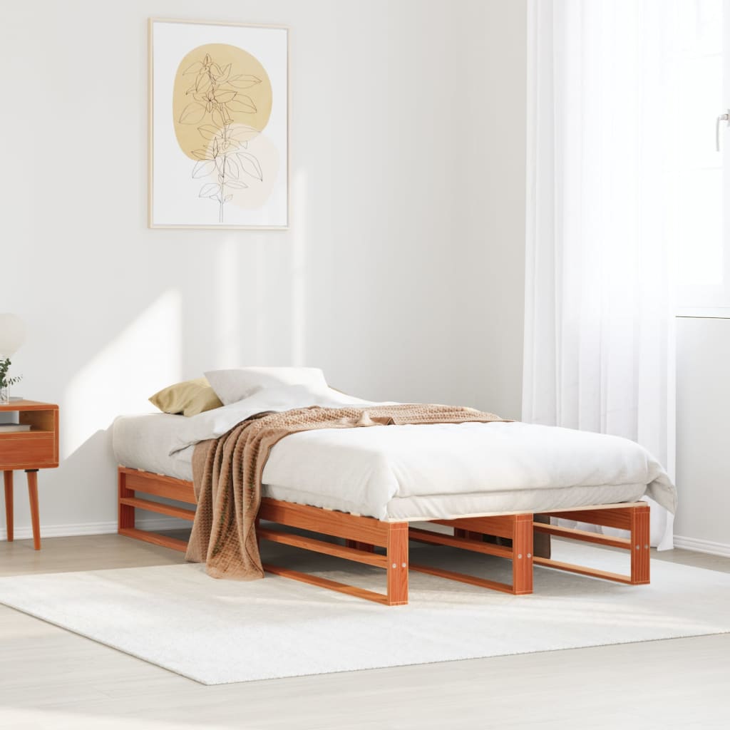 Massivholzbett Kiefer 75x190 cm Wachsbraun
