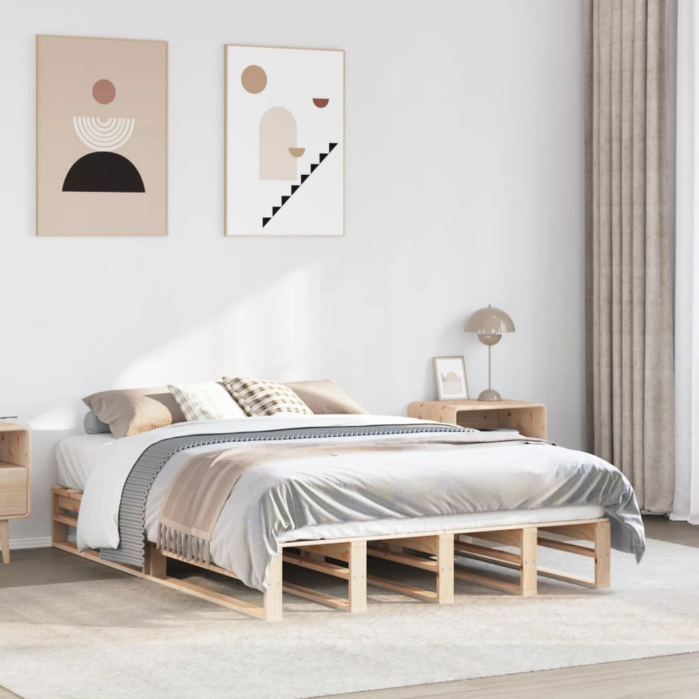 vidaXL Lit en bois massif sans matelas 135x190 cm Pin