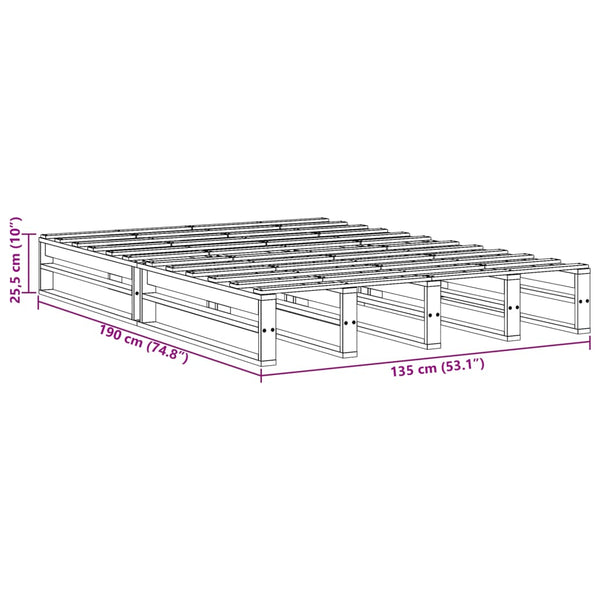 vidaXL Lit en bois massif sans matelas Blanc 135x190 cm Bois de pin