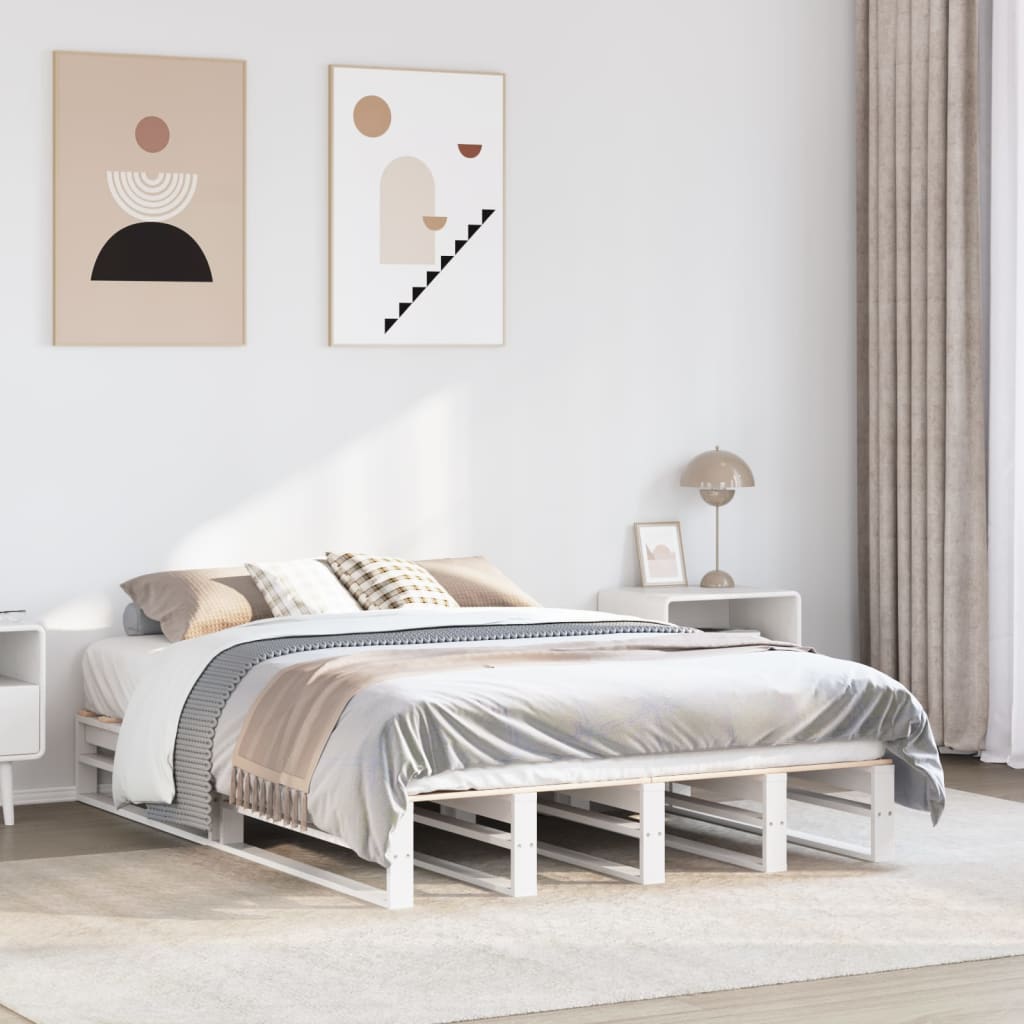vidaXL Lit en bois massif sans matelas Blanc 135x190 cm Bois de pin