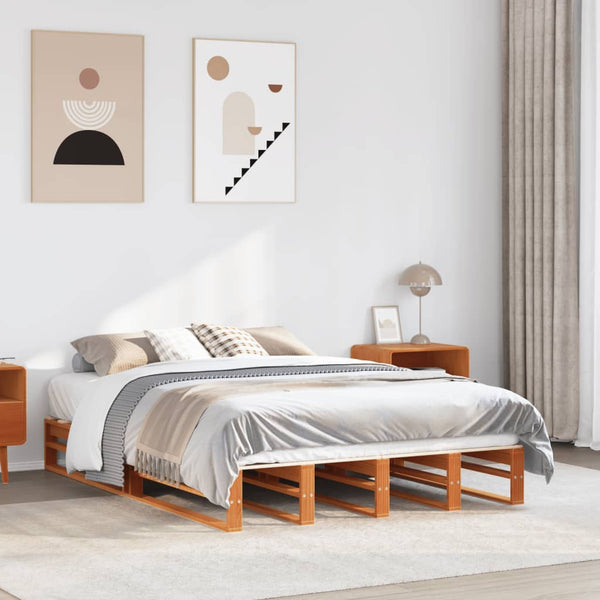 Massivholzbett Kiefer 135x190 cm Wachsbraun