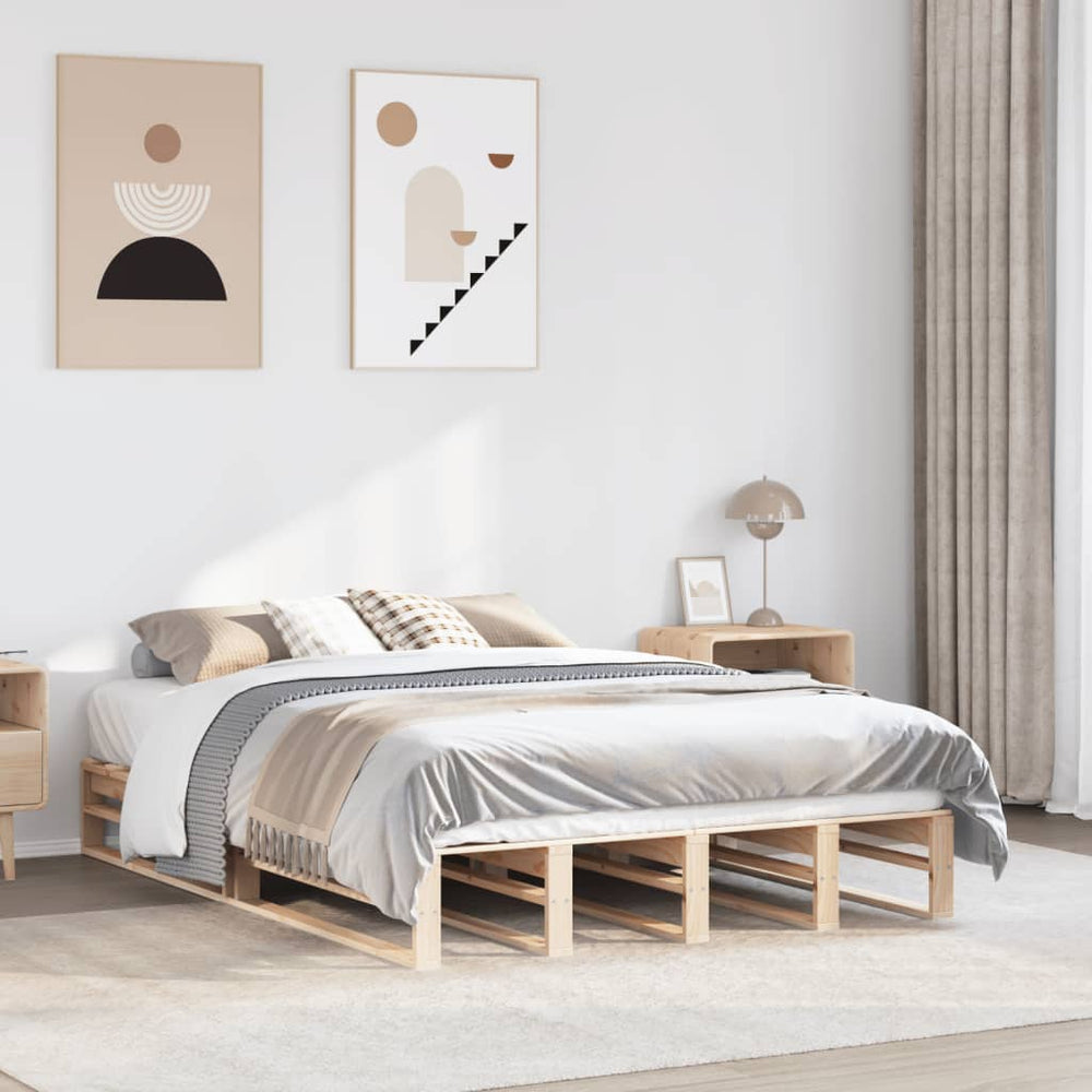 vidaXL Solid Wood Bed Frame without Mattress 140x190 cm Pine Wood