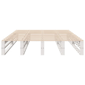 Massivholzbett ohne Matratze Weiß 140x190 cm Kiefernholz
