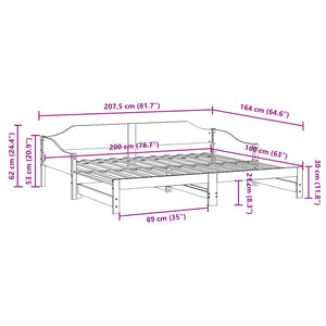 vidaXL Lit de repos extensible marron miel 80x200 cm bois de pin massif