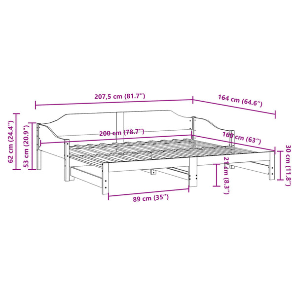 vidaXL Lit de repos extensible marron miel 80x200 cm bois de pin massif