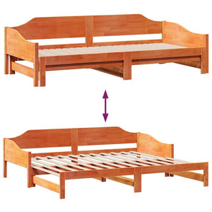 vidaXL Lit de repos extensible marron miel 80x200 cm bois de pin massif