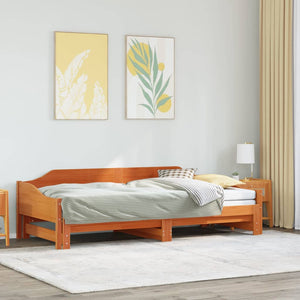 vidaXL Lit de repos extensible marron miel 80x200 cm bois de pin massif