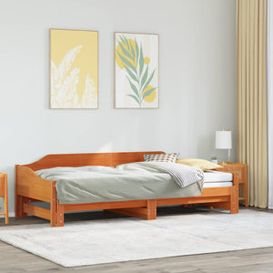 Ausziehbares Tagesbett 90x200 cm Kiefer Massivholz