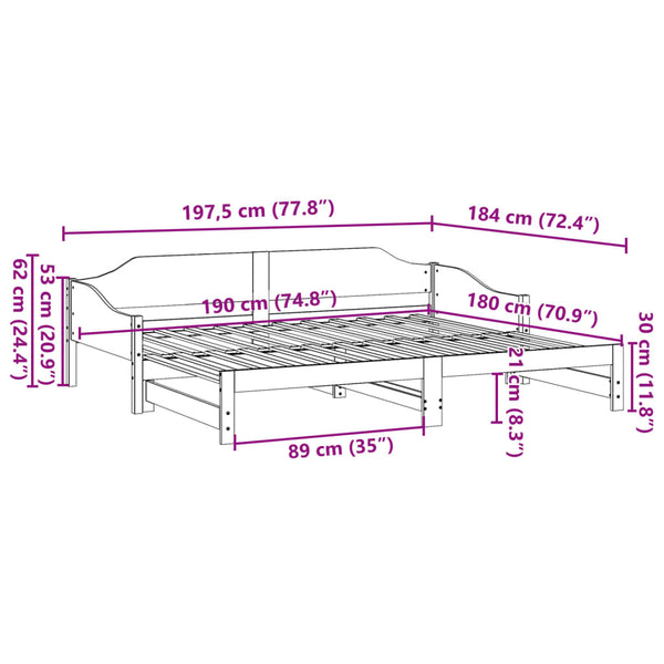 Ausziehbares Tagesbett 90x190 cm Massivholz