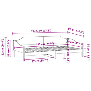 vidaXL Lit en bois massif sans matelas Marron ciré 90x190 cm Bois de pin