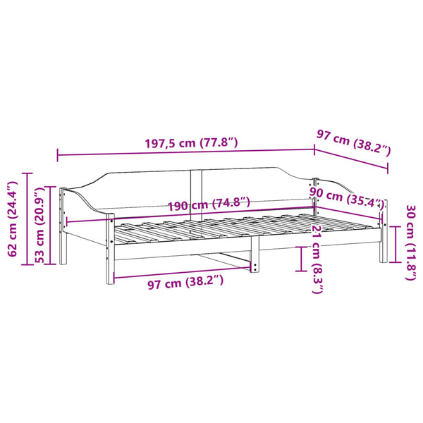 vidaXL Lit en bois massif sans matelas Marron ciré 90x190 cm Bois de pin