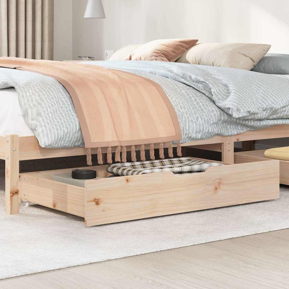 vidaXL Tiroirs de lit à roulettes 2 pcs 90x55x17 cm Bois de pin massif