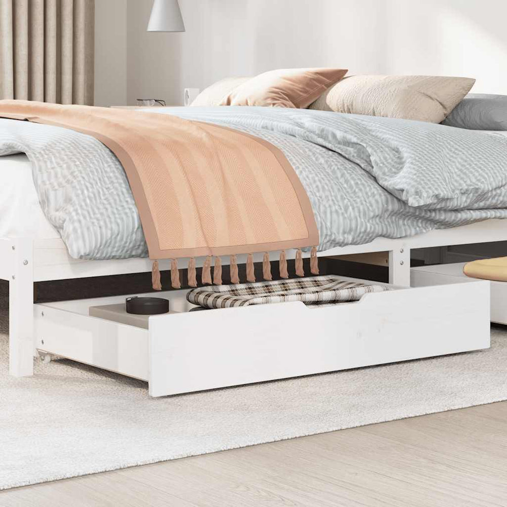 vidaXL Tiroirs de lit 2 pcs Blanc 90x55x17 cm Bois de pin massif