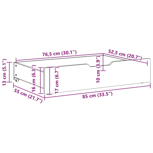 Bettschubladen Kiefer Massivholz 2er-Set