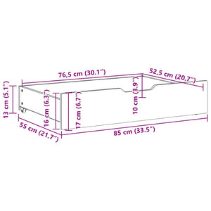 Bettschubladen 2er Set Weiß Kiefer 85x55x17cm