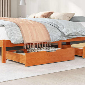 Bettschubladen 2er Set, Kiefer massiv, gewachst