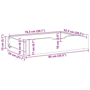 Bettschubladen 2er Set, Kiefer massiv, gewachst