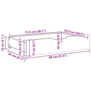 Bettschubladen Kiefer Massivholz 80x55x17 cm, 2er-Set