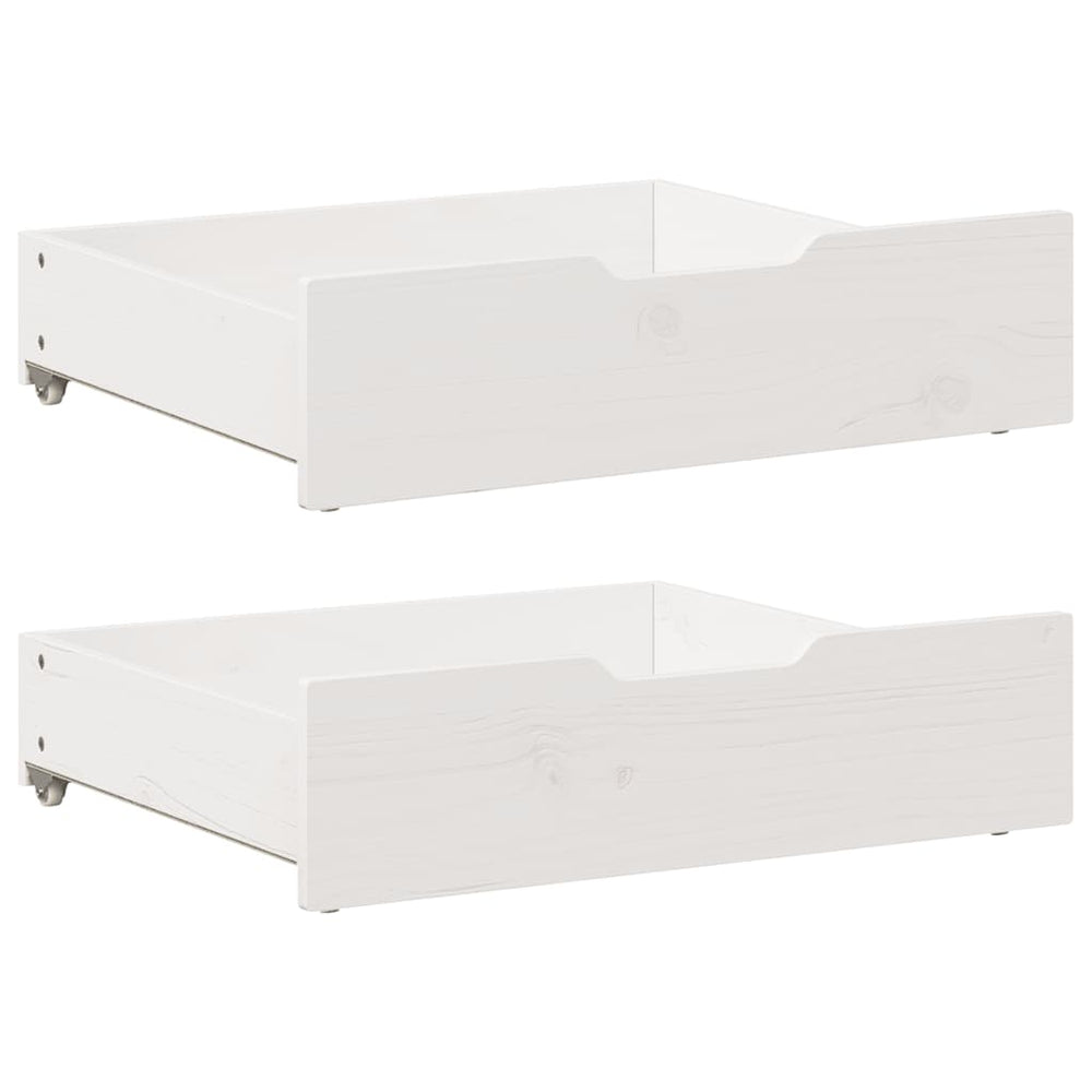 vidaXL Tiroirs de lit 2 pcs Blanc 75x55x17 cm Bois de pin massif
