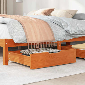 Bettschubladen 2er Set, Kiefer Massivholz, Wachsbraun