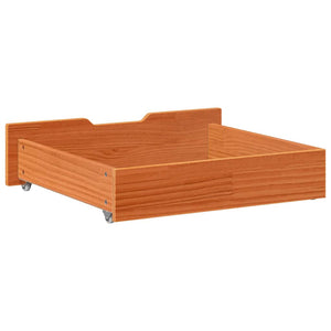 Bettschubladen 2er Set, Kiefer Massivholz, Wachsbraun