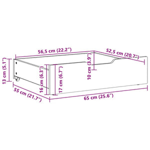 Bettschubladen Kiefer Massivholz, 2er-Set